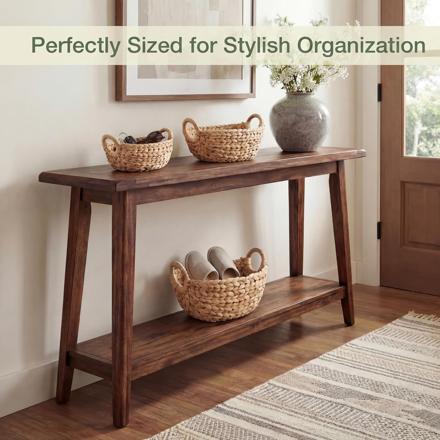 3‑Pack Natural Wicker Storage Baskets With Handles