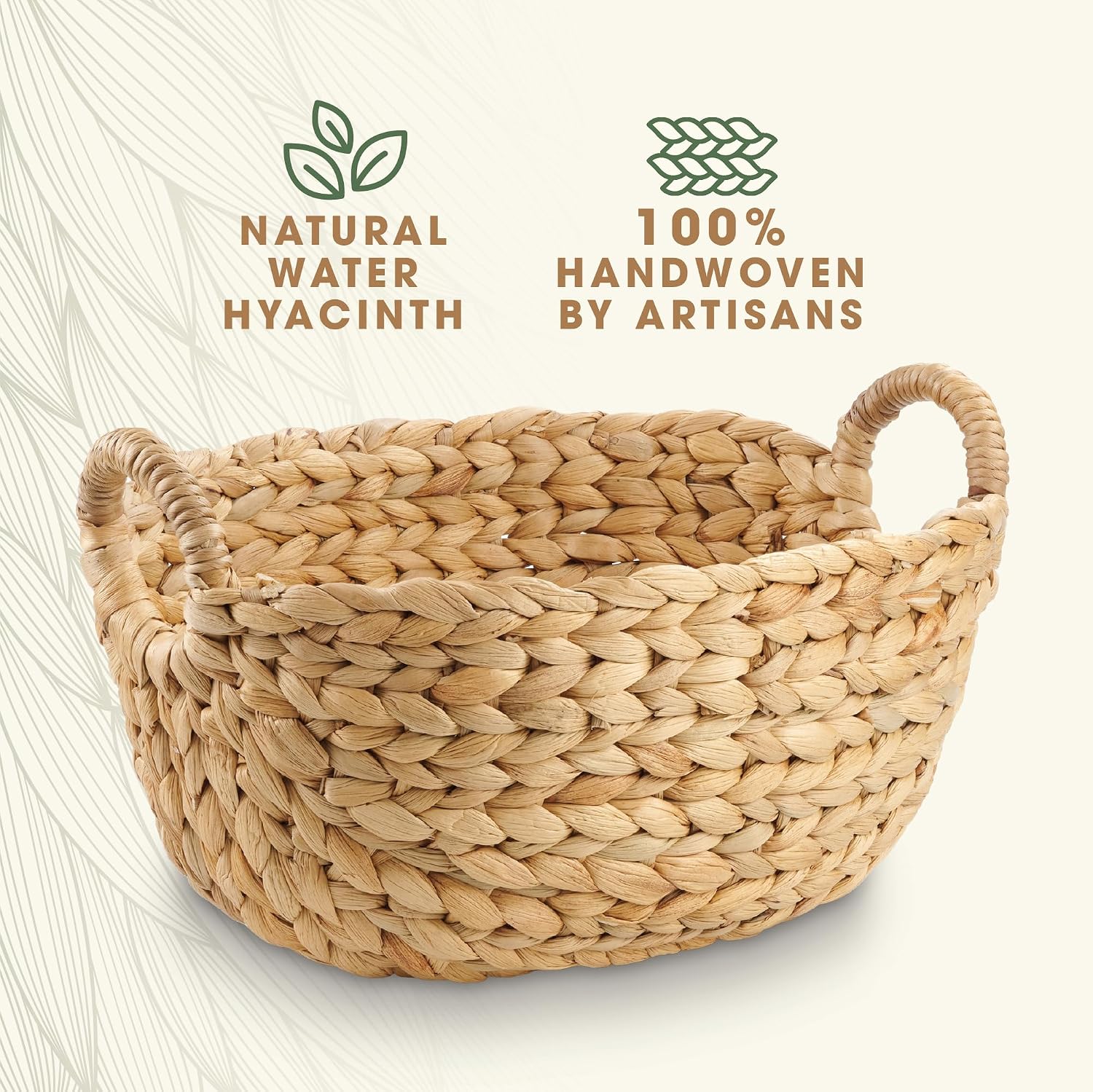 3‑Pack Natural Wicker Storage Baskets With Handles