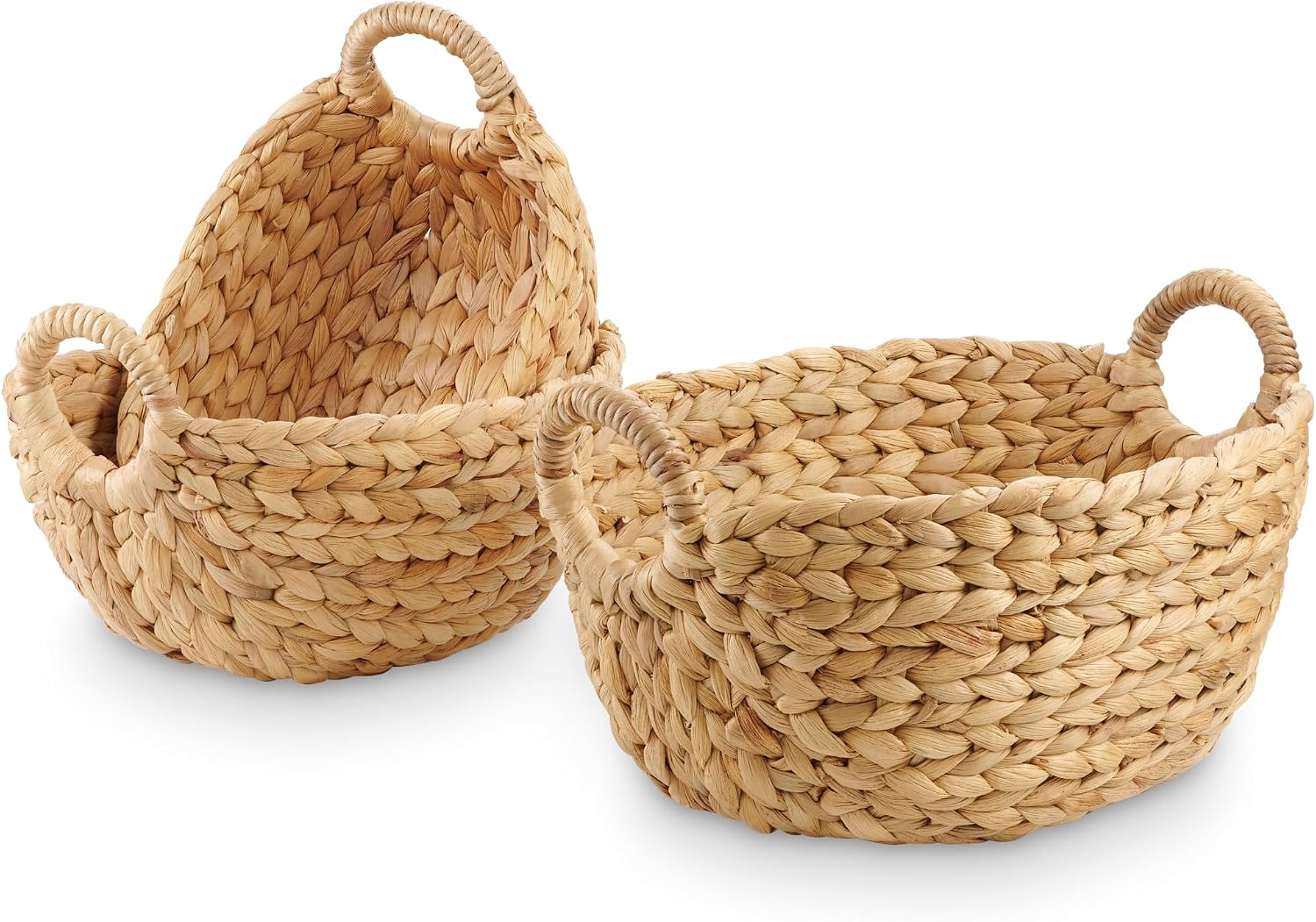 3‑Pack Natural Wicker Storage Baskets With Handles