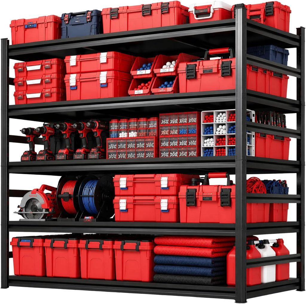 Black 72" Boltless Heavy‑Duty Metal Garage Shelving Unit