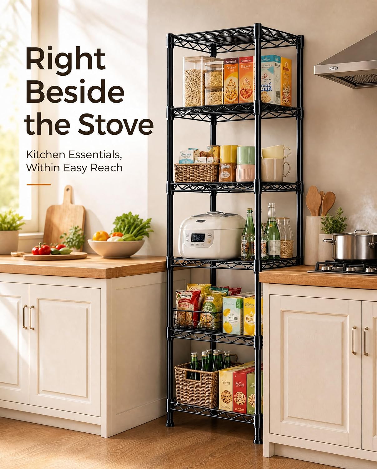 6‑Tier Narrow Metal Storage Shelving Unit