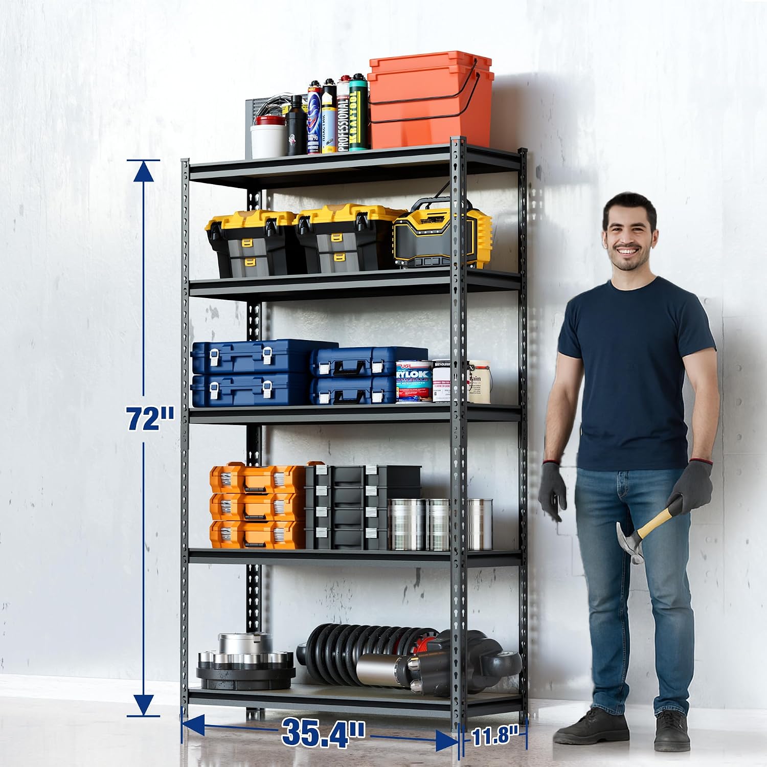 5‑Tier 2180LBS Heavy‑Duty Storage Shelving Unit