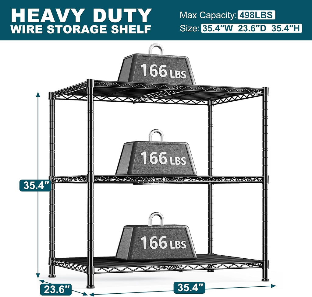 3‑Tier Adjustable Metal Wire Storage Rack