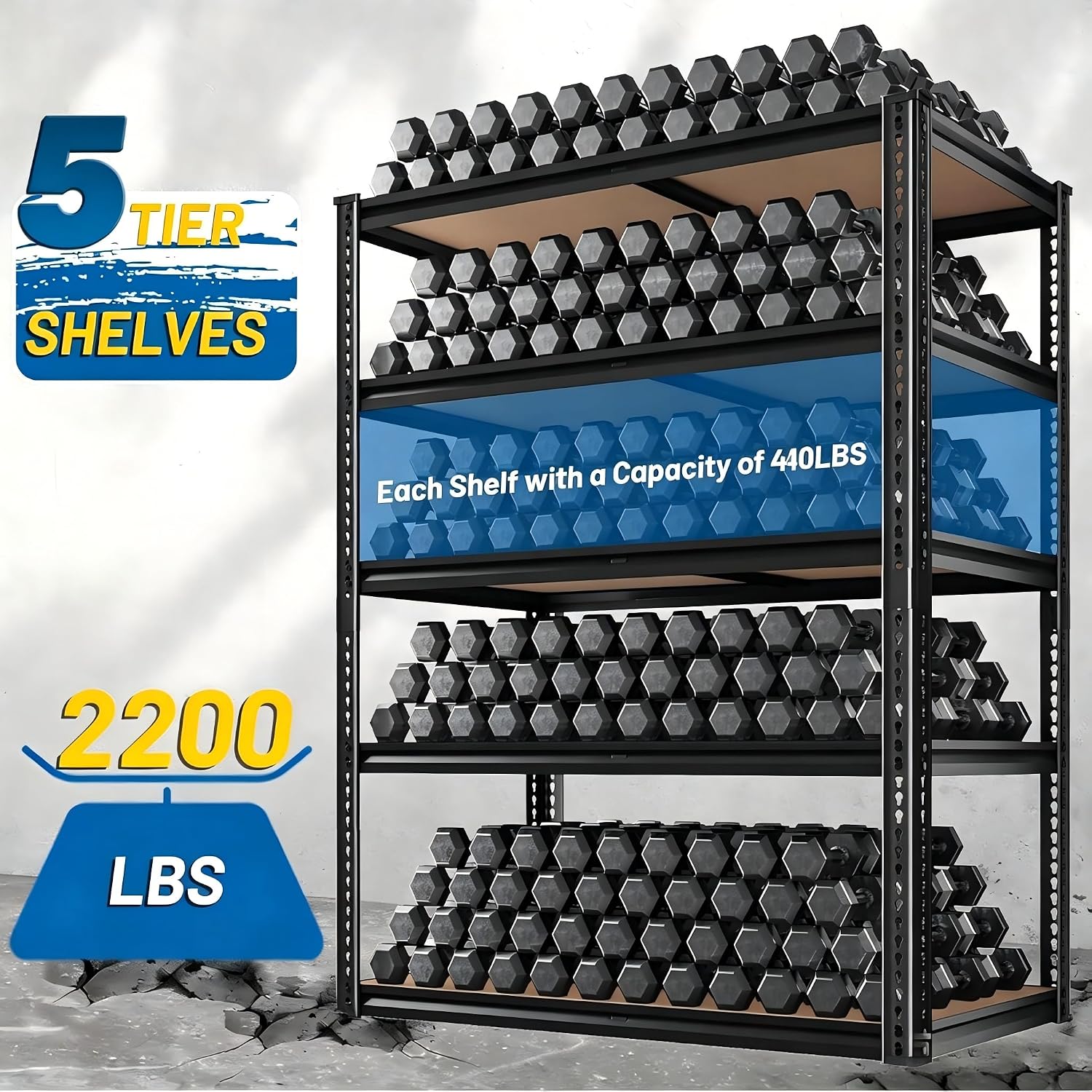 5‑Tier Metal Garage Shelving 2200LBS
