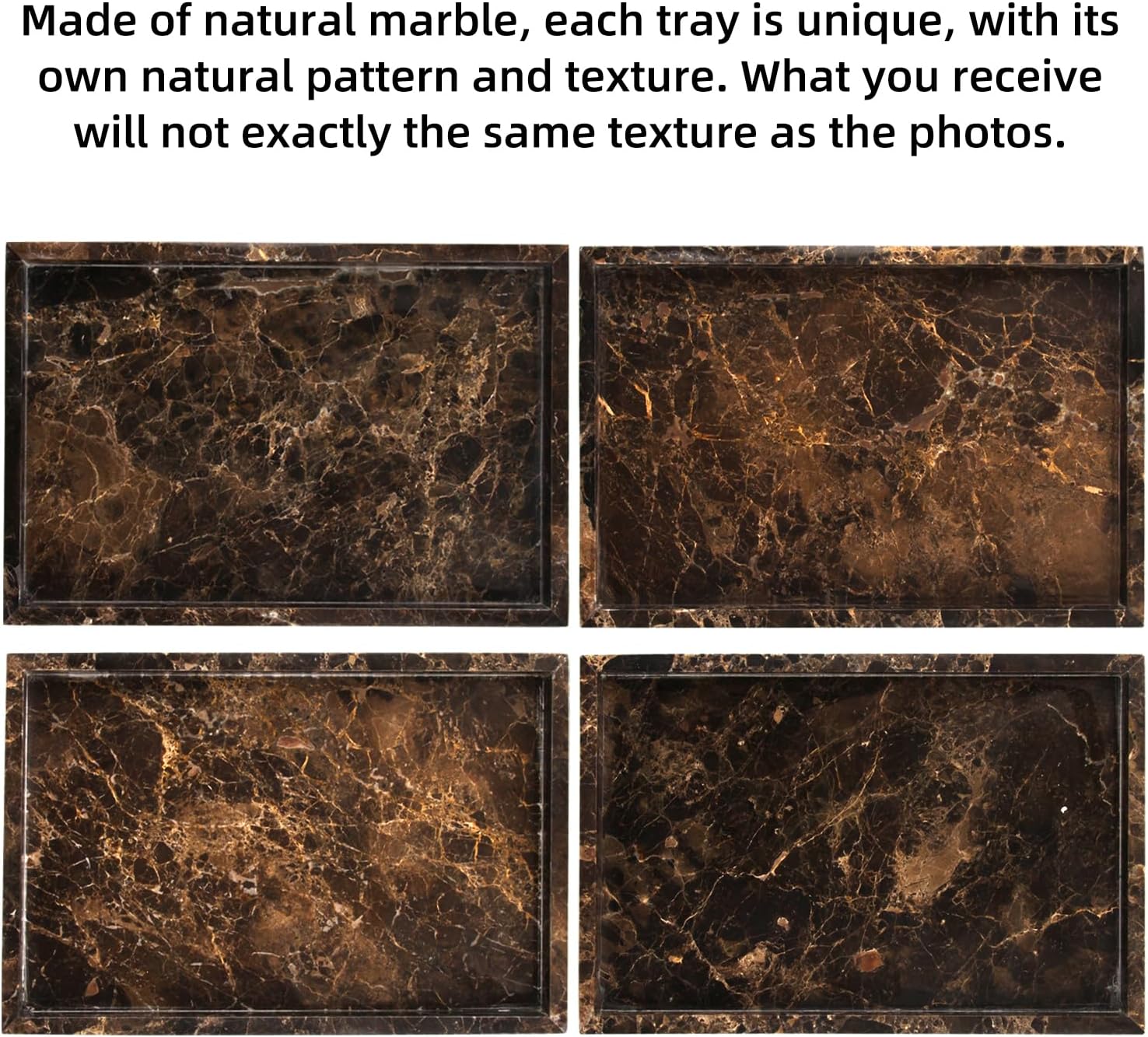 Dark Brown Natural Stone Marble Vanity Tray