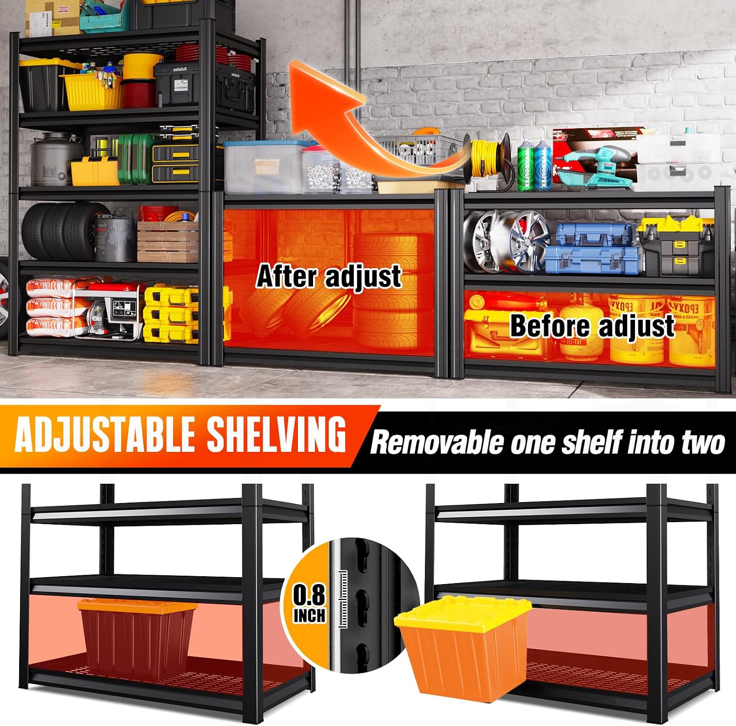 71.2" 5‑Tier Heavy‑Duty Metal Garage Storage Shelving Unit