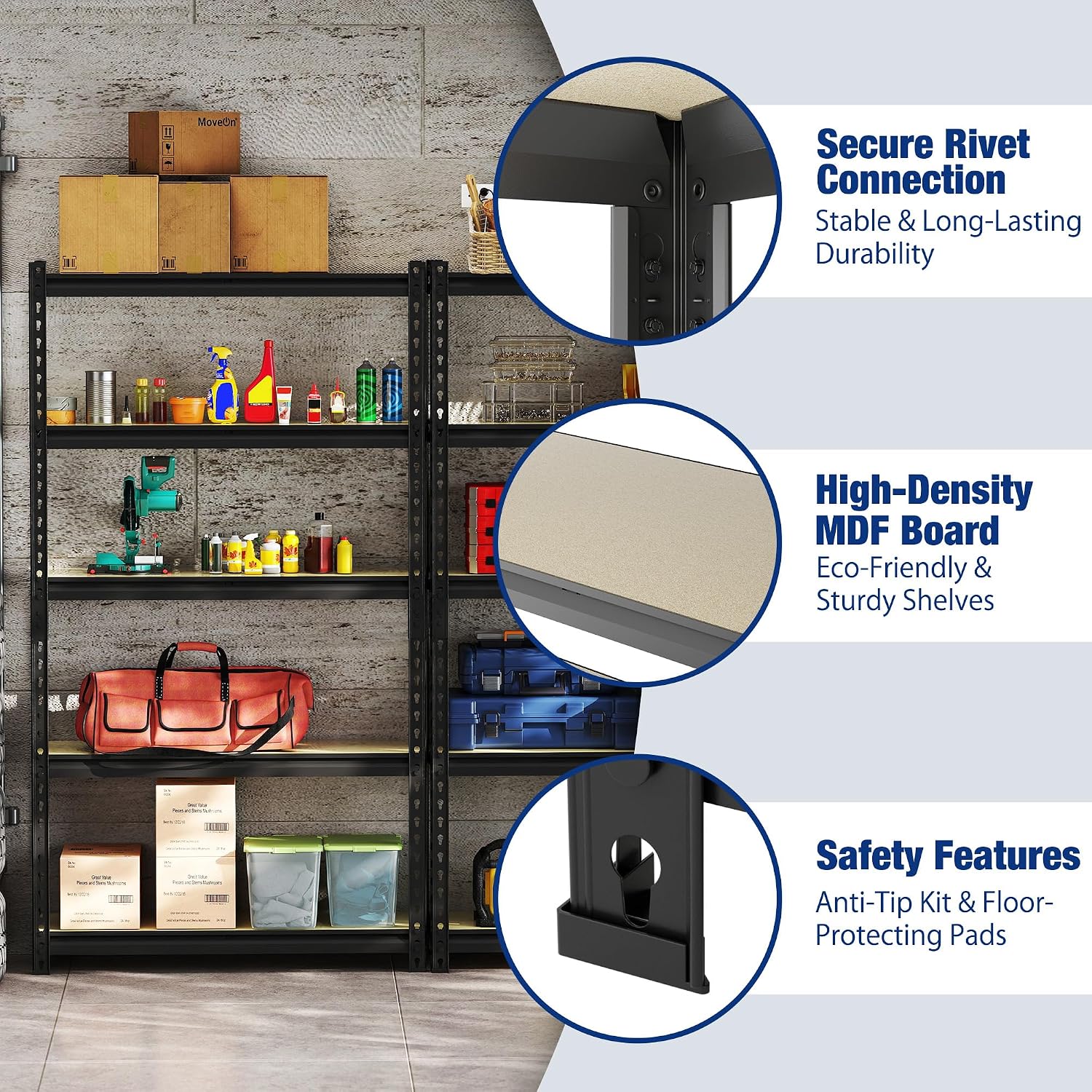 5‑Tier 2180LBS Heavy‑Duty Storage Shelving Unit