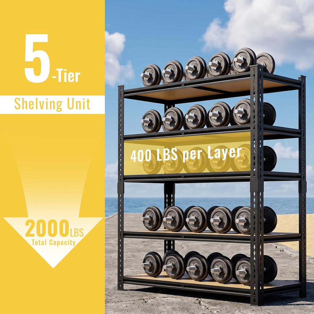 72" 5‑Tier Heavy‑Duty Metal Garage Storage Shelving Unit