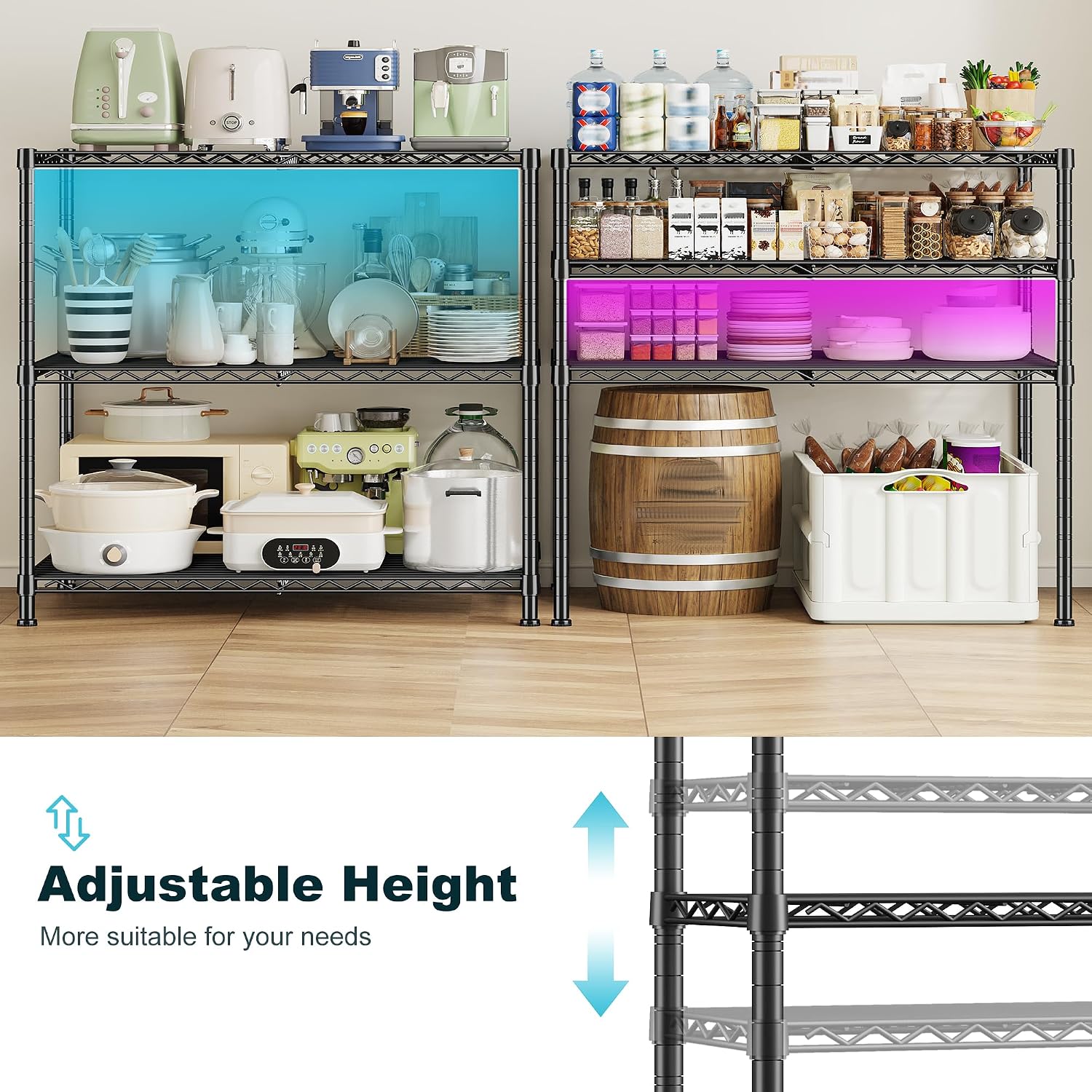 3‑Tier Adjustable Metal Wire Storage Rack