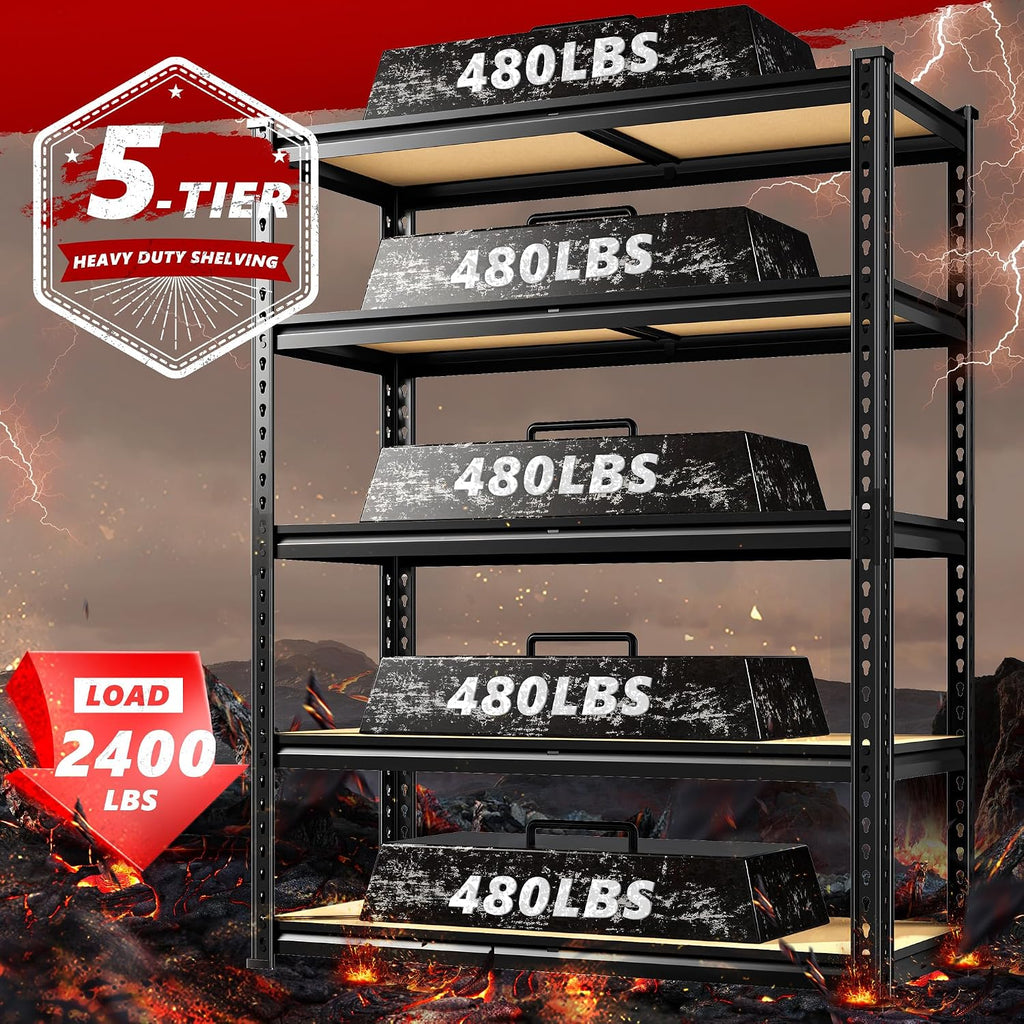 5‑Tier 2400Lbs Heavy‑Duty Garage Storage Shelving