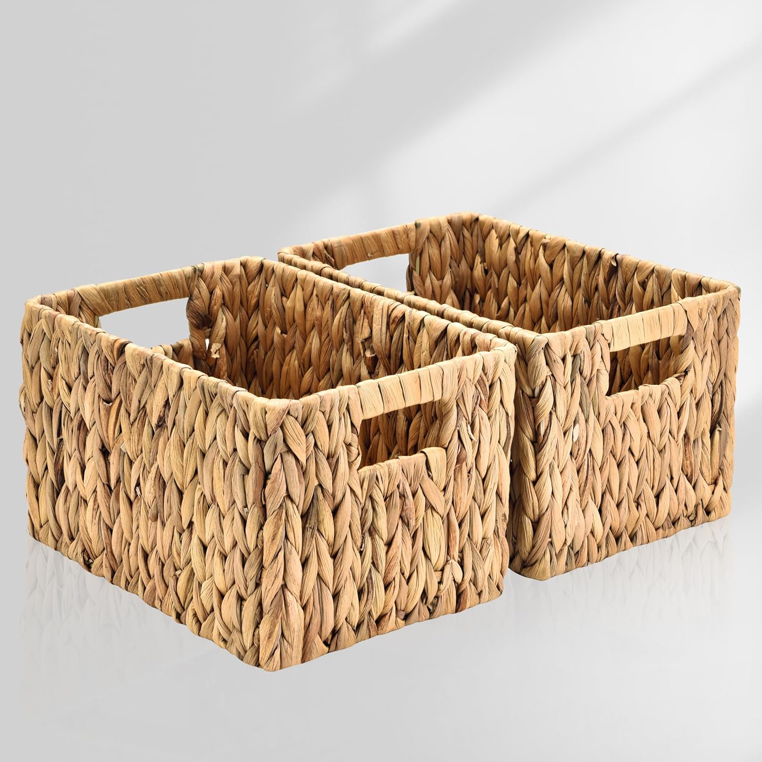 2‑Pack Rectangular Water Hyacinth Wicker Baskets